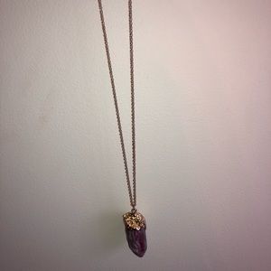 Purple crystal necklace with gold chain